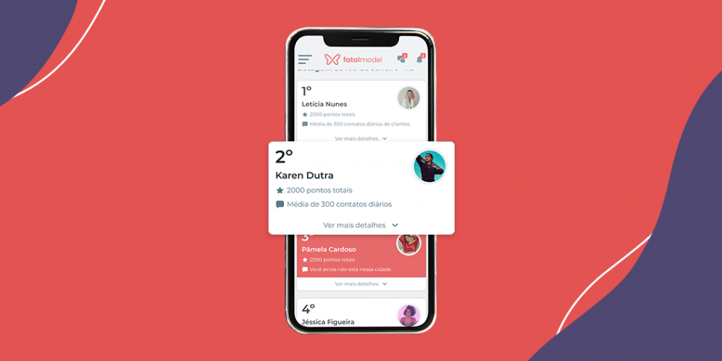 Pontos e a média de contatos ficam visíveis na listagem.